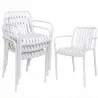 Juego de 4 Sillas de Jardín Exterior Apilables de PP con Respaldo Curvado Asiento de Listones 55x58,5x81,5 cm Bl... - Ogal.Es