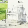 Juego de 4 Sillas de Jardín Exterior Apilables de PP con Respaldo Curvado Asiento de Listones 55x58,5x81,5 cm Bl... - Ogal.Es