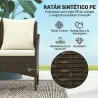 Conjunto de Jardín Exterior de Ratán 4 Piezas Incluye Sofá de 2 Plazas 2 Sillas Mesa de Vidrio Cojines Lavables ... - Ogal.Es