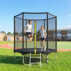 Cama Elástica Exterior Ø183 cm Trampolín para Niños +6 Años Adultos con Red de Seguridad Escalera de 2 Peldaños ... - Ogal.Es