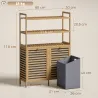 Mueble Ropa Sucia de Bambú con 2 Cestos para Ropa Sucia Inclinables 77,4 L y 3 Estantes 80x30x118 cm Roble - Ogal.Es