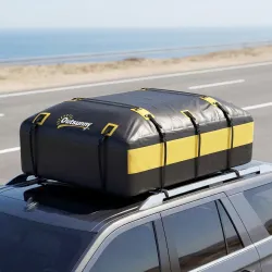 Bolsa de Techo para Coche 594L Impermeable con 6 Correas Alfombrilla Antideslizante Ganchos para Vehículos Amarillo - Ogal.Es
