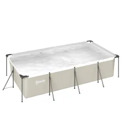 Piscina Desmontable Tubular 394,5x208,3x80,5 cm 6075 L con Marco Metálico Parche de Reparación sin Depuradora Gris - Ogal.Es