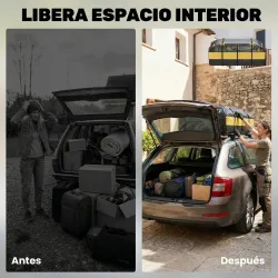 Bolsa de Techo para Coche 594L Impermeable con 6 Correas Alfombrilla Antideslizante Ganchos para Vehículos Amarillo - Ogal.Es