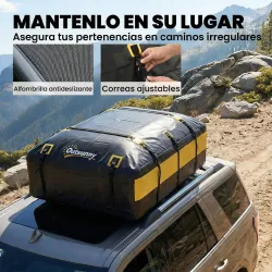 Bolsa de Techo para Coche 594L Impermeable con 6 Correas Alfombrilla Antideslizante Ganchos para Vehículos Amarillo - Ogal.Es