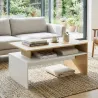 Mesa baja para Salón con Compartimento para Salón Sala de Estar 95x55x50 cm Natural y Blanco - Ogal.Es