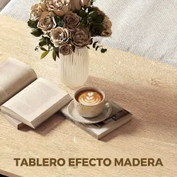 Mesa baja para Salón con Compartimento para Salón Sala de Estar 95x55x50 cm Natural y Blanco - Ogal.Es