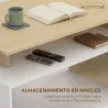 Mesa baja para Salón con Compartimento para Salón Sala de Estar 95x55x50 cm Natural y Blanco - Ogal.Es