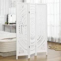 Biombo Plegable de 3 Paneles de Madera 120x170 cm Biombo Separador de Ambientes con Patrones Tallados Elegantes ... - Ogal.Es