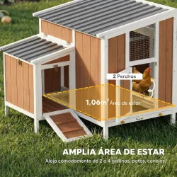 Gallinero para Exterior de Madera 145x90x92 cm para 2-4 Gallinas con Nido Casa Lateral Bandeja Extraíble Marrón ... - Ogal.Es