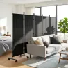 Biombo Plegable de 5 Paneles con 12 Ruedas 252x170 cm Biombo Separador de Ambientes Montaje Personalizado Negro - Ogal.Es