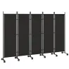 Biombo Plegable de 5 Paneles con 12 Ruedas 252x170 cm Biombo Separador de Ambientes Montaje Personalizado Negro - Ogal.Es