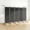 Biombo Plegable de 5 Paneles con 12 Ruedas 252x170 cm Biombo Separador de Ambientes Montaje Personalizado Negro - Ogal.Es