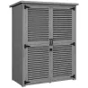 Armario de Jardín 0,83 m² 127x65x168 cm con 2 Puertas de Persiana 2 Estantes 2 Asas y Techo Impermeable Gris - Ogal.Es
