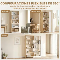 Estantería Expandible 5 Niveles Giratoria 350° Ancho Ajustable Convertible en en L Recta o Compacta 111,5x23,8x1... - Ogal.Es
