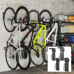 Soportes de Pared para Bicicletas de 4 Piezas Plegables hasta 30 kg con Tornillos para Casa Garaje y Sótano Negro - Ogal.Es