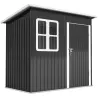 Caseta de Jardín 221x133x190 cm Cobertizo de Exterior Metálico para Almacenamiento de Herramientas Gris Oscuro - Ogal.Es