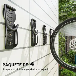 Soportes de Pared para Bicicletas de 4 Piezas Plegables hasta 30 kg con Tornillos para Casa Garaje y Sótano Negro - Ogal.Es
