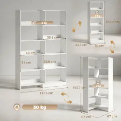 Estantería Expandible 5 Niveles Giratoria 350° Ancho Ajustable Convertible en en L Recta o Compacta 111,5x23,8x1... - Ogal.Es