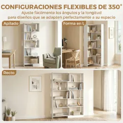 Estantería Expandible 5 Niveles Giratoria 350° Ancho Ajustable Convertible en en L Recta o Compacta 111,5x23,8x1... - Ogal.Es