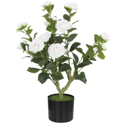 Planta Artificial de Camelia 65cm Árbol Artificial en Maceta con Flores de Seda Realistas 116 Hojas Efecto Musgo... - Ogal.Es