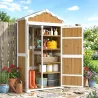 Caseta de Jardín de Madera 105x55x179 cm Armario para Herramientas con 4 Estantes Techo de Metal Galvanizado Nat... - Ogal.Es
