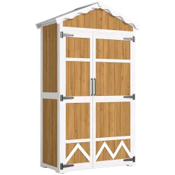 Caseta de Jardín de Madera 105x55x179 cm Armario para Herramientas con 4 Estantes Techo de Metal Galvanizado Nat... - Ogal.Es
