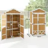 Caseta de Jardín de Madera 105x55x179 cm Armario para Herramientas con 4 Estantes Techo de Metal Galvanizado Nat... - Ogal.Es