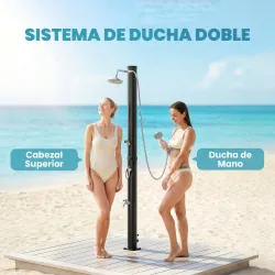 Ducha Solar Jardín 20L con Cabezal Ducha de Mano Grifo para Pies y Temperatura Ajustable Máx. 60 °C para Piscina... - Ogal.Es