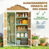 Caseta de Jardín de Madera 105x55x179 cm Armario para Herramientas con 4 Estantes Techo de Metal Galvanizado Nat... - Ogal.Es