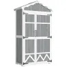 Caseta de Jardín de Madera 105x55x179 cm Armario para Herramientas con 4 Estantes Techo de Metal Galvanizado Gris - Ogal.Es