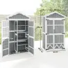Caseta de Jardín de Madera 105x55x179 cm Armario para Herramientas con 4 Estantes Techo de Metal Galvanizado Gris - Ogal.Es