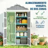 Caseta de Jardín de Madera 105x55x179 cm Armario para Herramientas con 4 Estantes Techo de Metal Galvanizado Gris - Ogal.Es