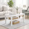 Mesa de Centro Mesa de Café para Salón con Estante Abierto Tablero Grueso para Salón Oficina 90x45x44,5 cm Blanco - Ogal.Es