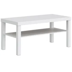 Mesa de Centro Mesa de Café para Salón con Estante Abierto Tablero Grueso para Salón Oficina 90x45x44,5 cm Blanco - Ogal.Es