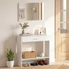 Recibidor de Entrada con Espejo Cajón y Estante Mueble de Recibidor para Pasillo 91,5x27,9x85,5 cm Blanco - Ogal.Es
