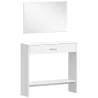 Recibidor de Entrada con Espejo Cajón y Estante Mueble de Recibidor para Pasillo 91,5x27,9x85,5 cm Blanco - Ogal.Es