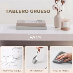 Mesa de Centro Mesa de Café para Salón con Estante Abierto Tablero Grueso para Salón Oficina 90x45x44,5 cm Blanco - Ogal.Es
