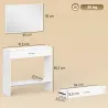 Recibidor de Entrada con Espejo Cajón y Estante Mueble de Recibidor para Pasillo 91,5x27,9x85,5 cm Blanco - Ogal.Es