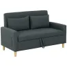 Sofá de 2 Plazas Tapizado en Lino Sintético con Espacio de Almacenaje 2 Almohadas y Patas de Madera 135x71x84 cm... - Ogal.Es