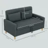Sofá de 2 Plazas Tapizado en Lino Sintético con Espacio de Almacenaje 2 Almohadas y Patas de Madera 135x71x84 cm... - Ogal.Es