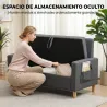 Sofá de 2 Plazas Tapizado en Lino Sintético con Espacio de Almacenaje 2 Almohadas y Patas de Madera 135x71x84 cm... - Ogal.Es