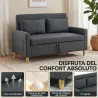 Sofá de 2 Plazas Tapizado en Lino Sintético con Espacio de Almacenaje 2 Almohadas y Patas de Madera 135x71x84 cm... - Ogal.Es