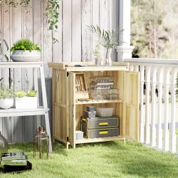 Caseta de Jardín Exterior de Madera con Techo Abatible y 2 Puertas para Almacenamiento Herramientas 74x43x88 cm ... - Ogal.Es