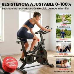 Bicicleta Estática en Casa con App Resistencia Magnética Regulable Pantalla LCD Asiento y Manillar Ajustables Ru... - Ogal.Es