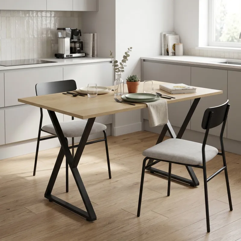 Juego de 2 Patas de Mesa de Acero en Forma de X para Muebles Industriales con Almohadillas Ajustables y Tornillo... - Ogal.Es