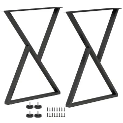 Juego de 2 Patas de Mesa de Acero en Forma de X para Muebles Industriales con Almohadillas Ajustables y Tornillo... - Ogal.Es