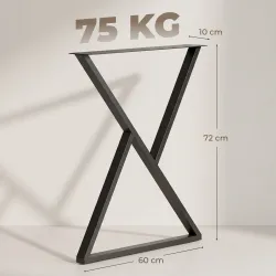 Juego de 2 Patas de Mesa de Acero en Forma de X para Muebles Industriales con Almohadillas Ajustables y Tornillo... - Ogal.Es