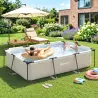 Piscina Desmontable Tubular 316x238x66,5 cm 3700 L con Marco Metálico Parche de Reparación sin Depuradora Gris - Ogal.Es