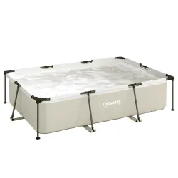 Piscina Desmontable Tubular 316x238x66,5 cm 3700 L con Marco Metálico Parche de Reparación sin Depuradora Gris - Ogal.Es